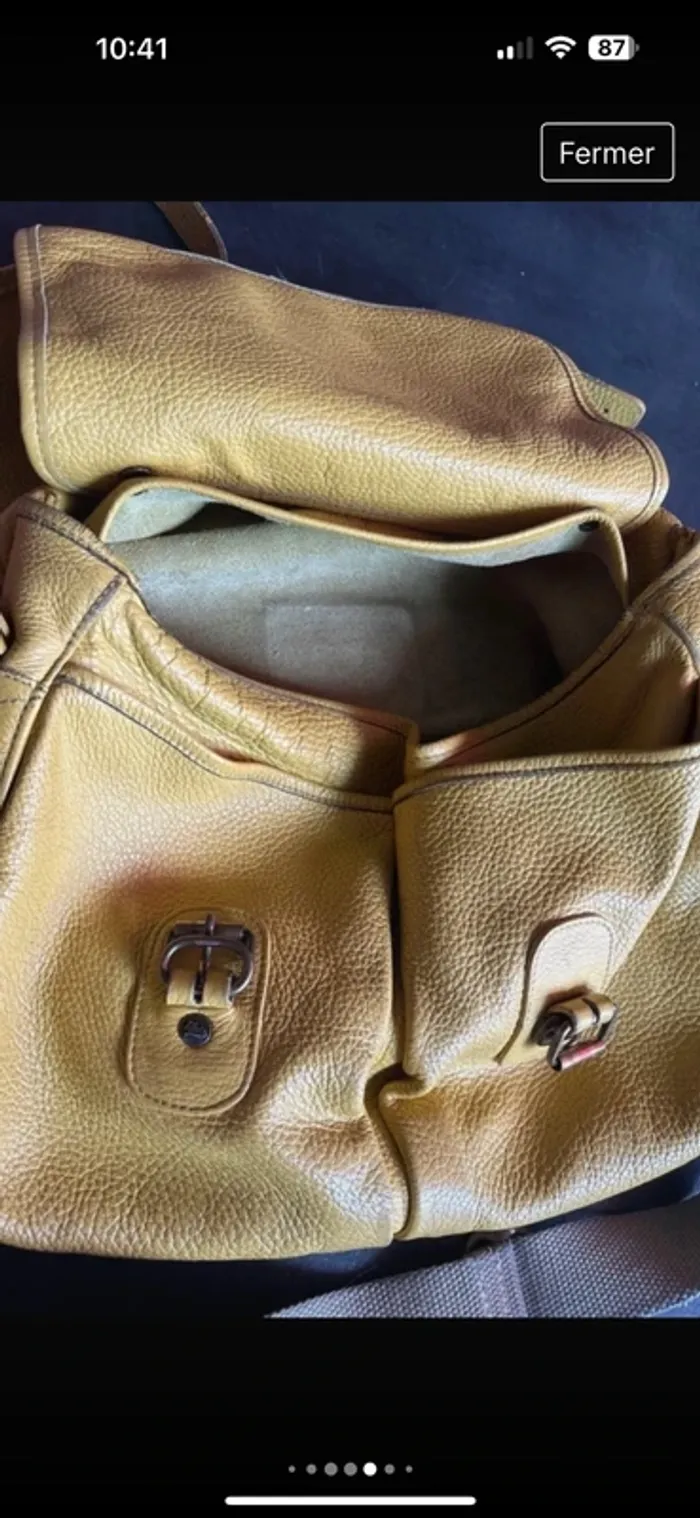 Véritable sac besace vintage #upla moutarde - photo numéro 8