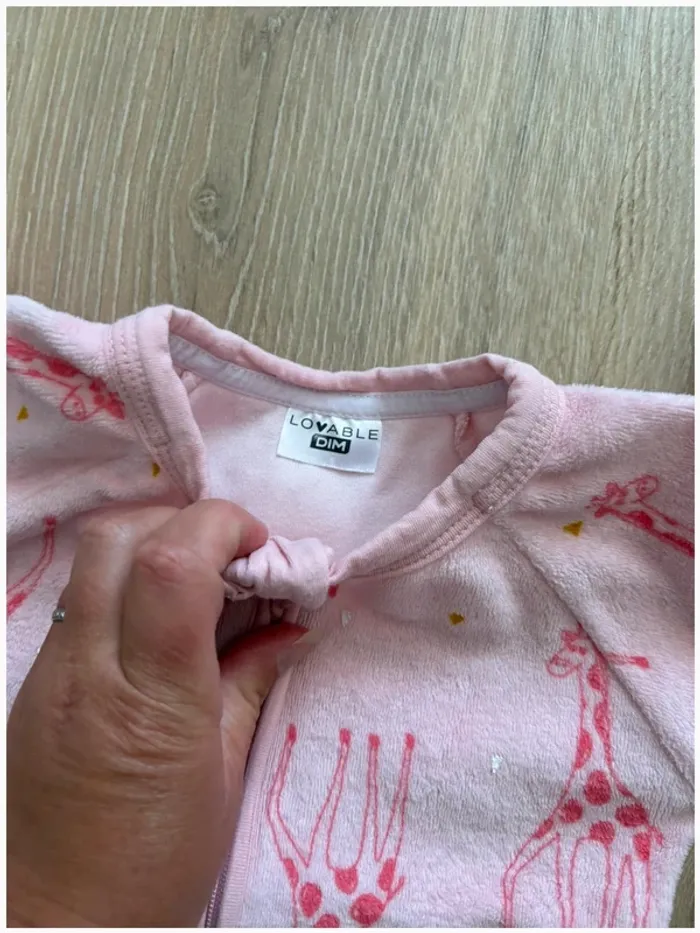 Pyjama bébé fille 12 mois Dim rose girafes 🦒 Velours - photo numéro 4