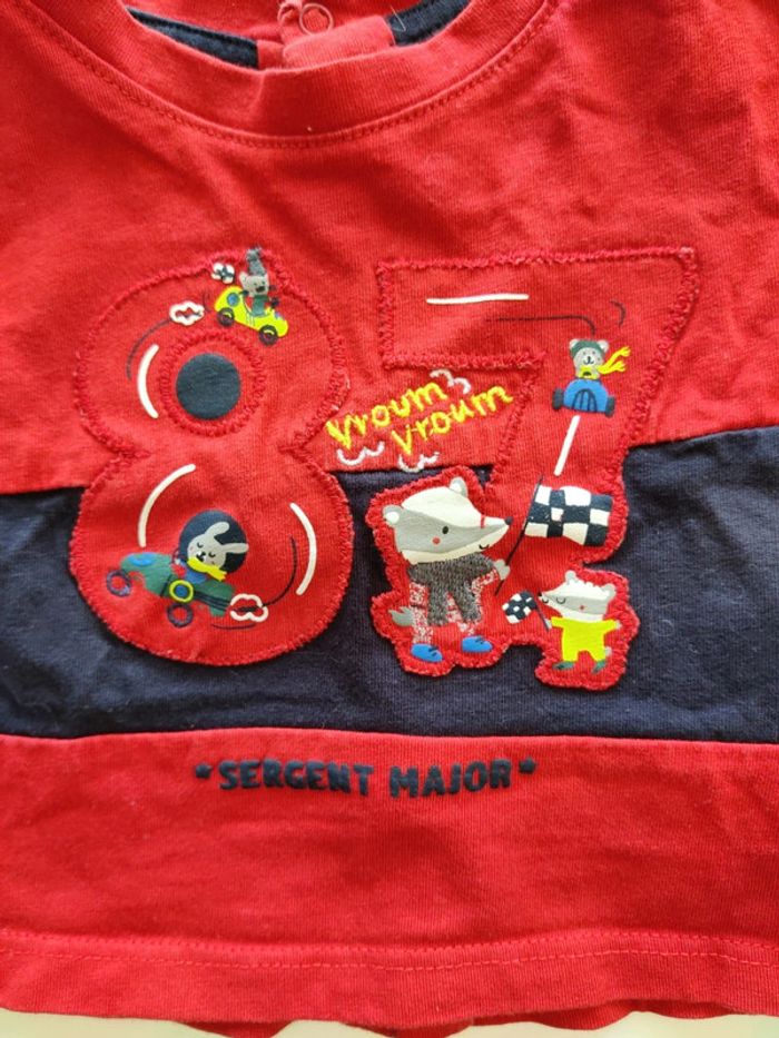 T-shirt manches longues motif fantaisie voiture Sergent Major TBE- 3 mois - photo numéro 3