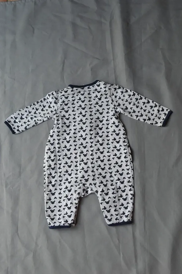 Pyjama Bébé Disney Mickey Blanc Marine 1 Mois - photo numéro 4