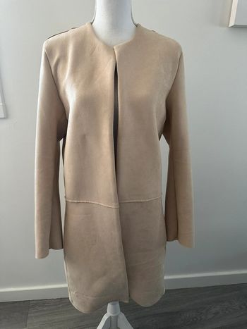 Manteau long en suédine beige crème T38 M