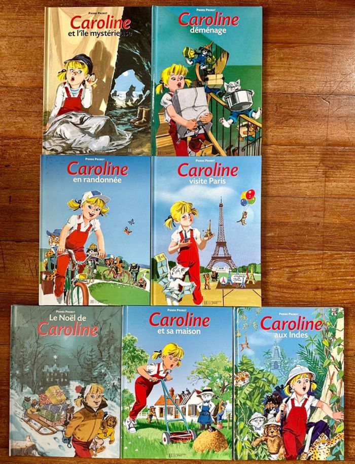 Lot de 7 albums Caroline bd livres Pierre Probst anciens vintage Hachette Jeunesse
