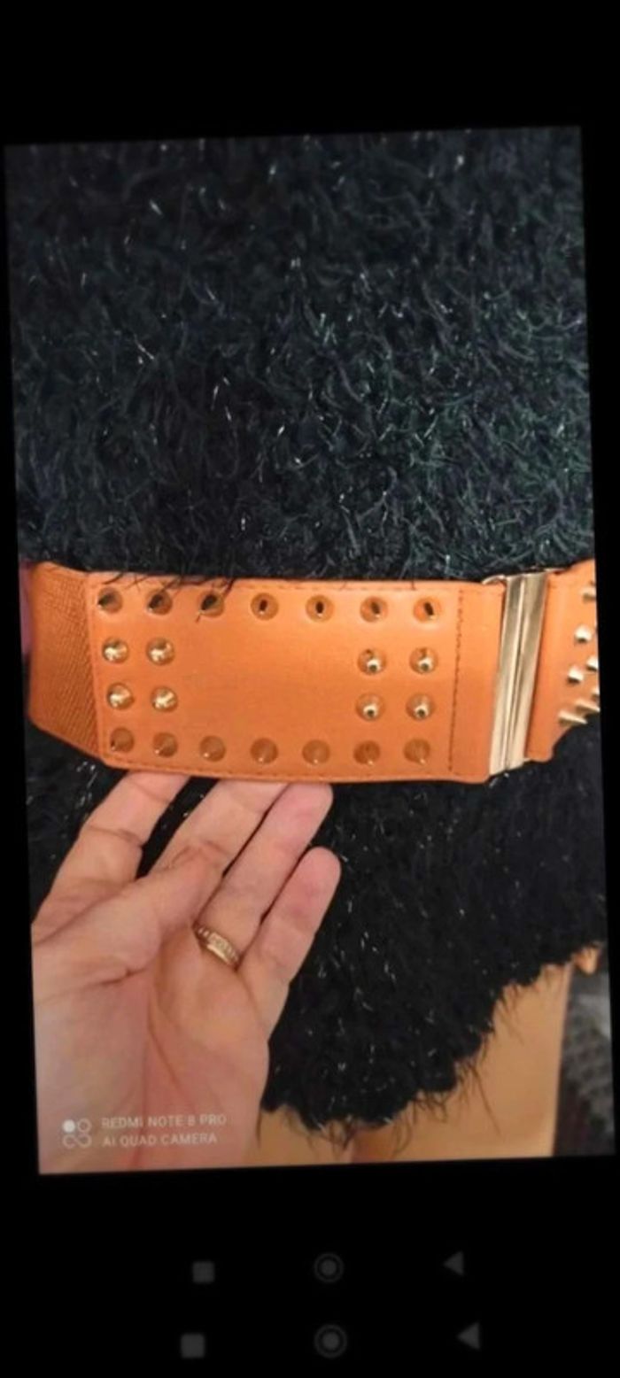 Ceinture Camel clous dorés élastique 70/90 cm - photo numéro 3