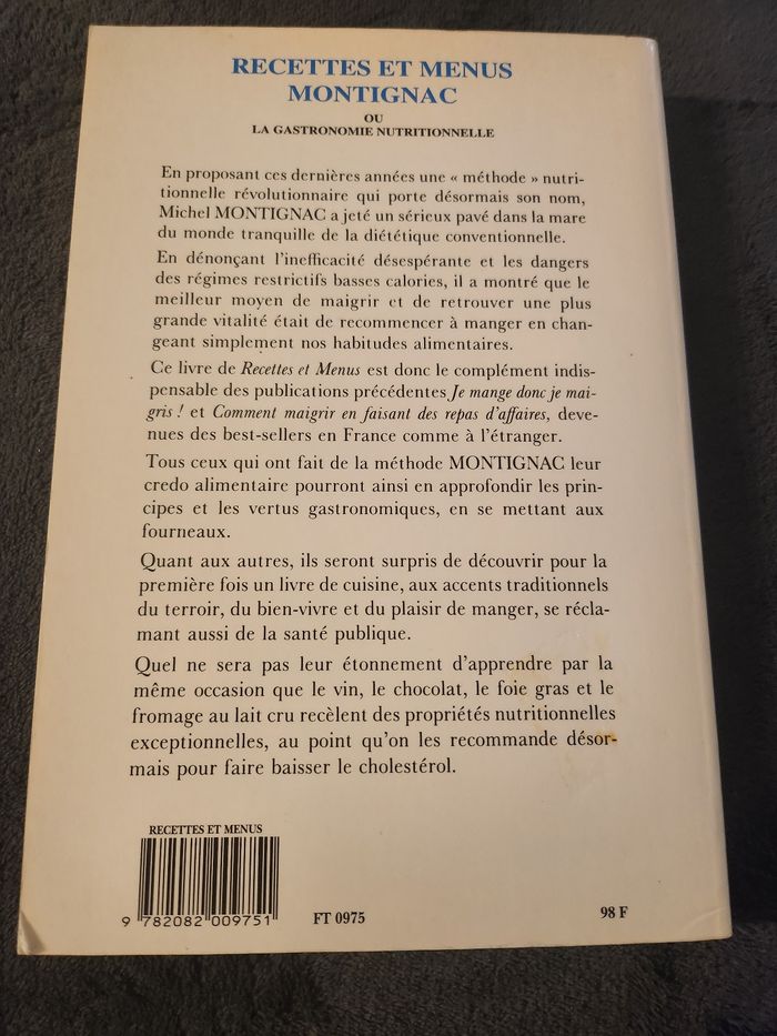 Livre recettes et menus montignac ou la gastronomie nutritionnelle Michel Montignac - photo numéro 2