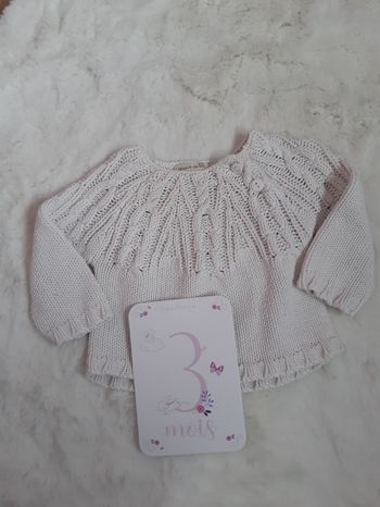 Pull crème/ beige Grain de blé fille 3 mois
