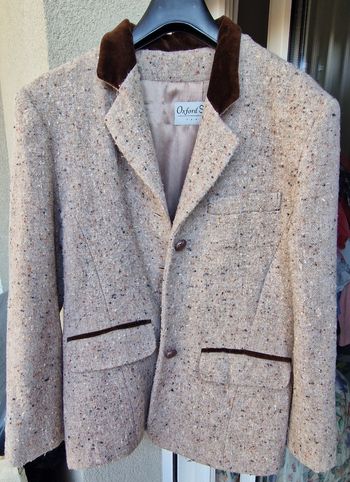 Veste vintage Oxford Street Paris – tweed chic & col velours