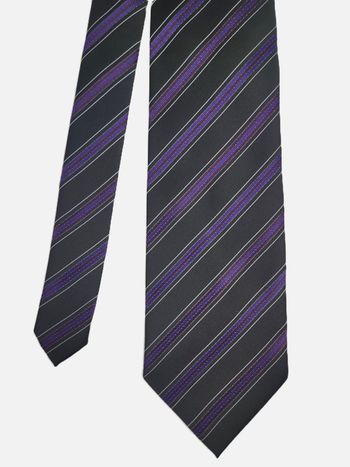 Cravate Homme 8th Avenue - Rayures Noir & Violet - Élégant