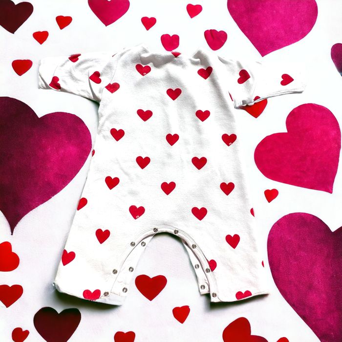 Ensemble 2P combinaison bandana coeurs Petit Bateau 6 mois TBE (19€) - photo numéro 7