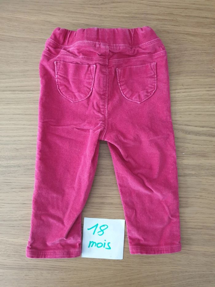 Pantalon sans bouton velours côtelé fushia - photo numéro 2