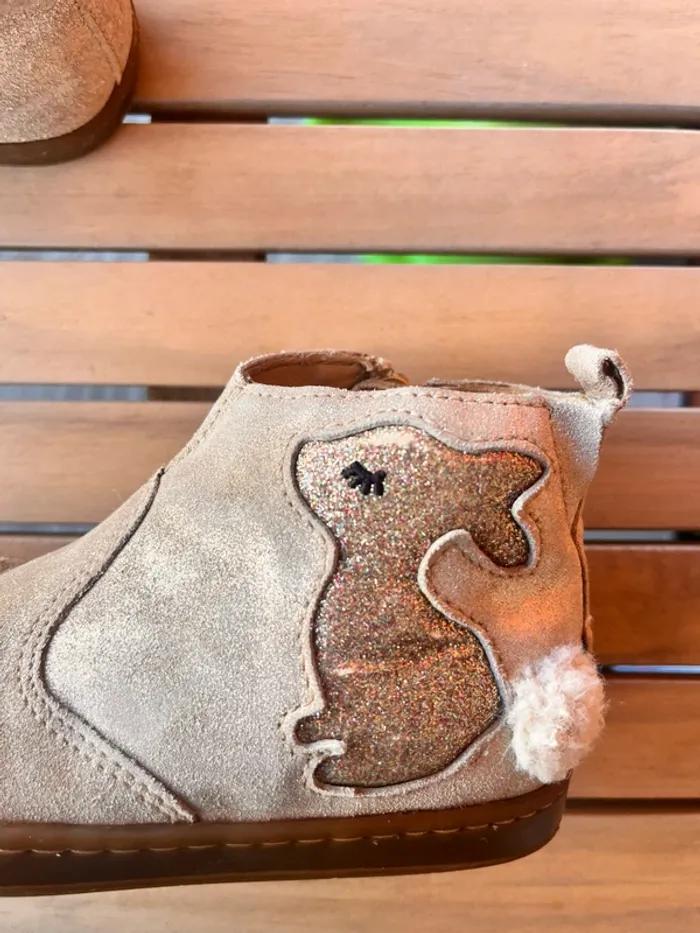 Bottines en cuir beige doré shoo Pom 26 - photo numéro 6