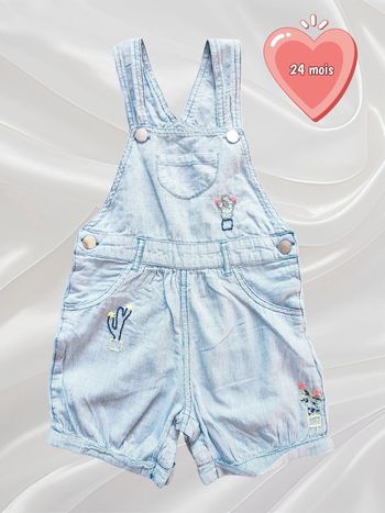 Salopette short bleue fille 24 mois