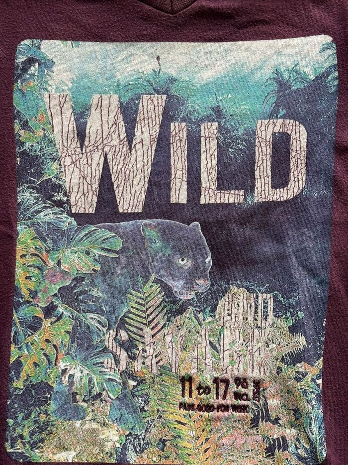 T-shirt manches courtes garçon bordeaux panthère "WILD" - photo numéro 2
