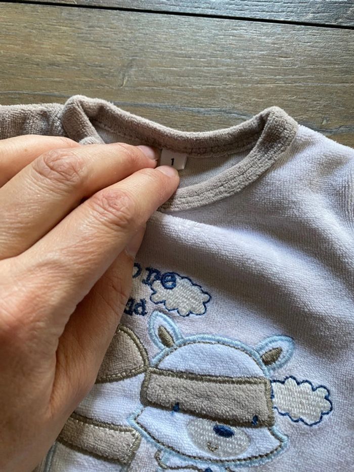 Pyjama grenouillère 1 mois marron beige écureuil - photo numéro 3