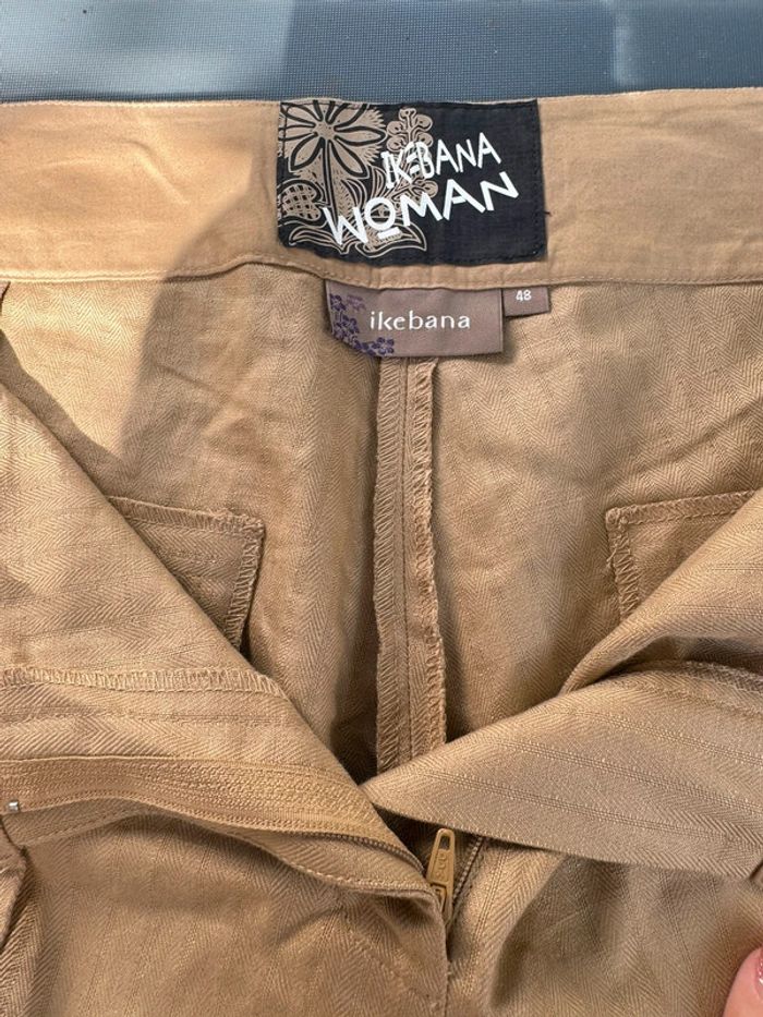 Pantalon beige coupe large femme - photo numéro 2