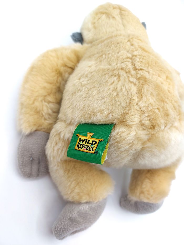 Peluche doudou singe beige blanc gris WILD REPUBLIC 2010 – 20 cm assis yeux durs - photo numéro 3