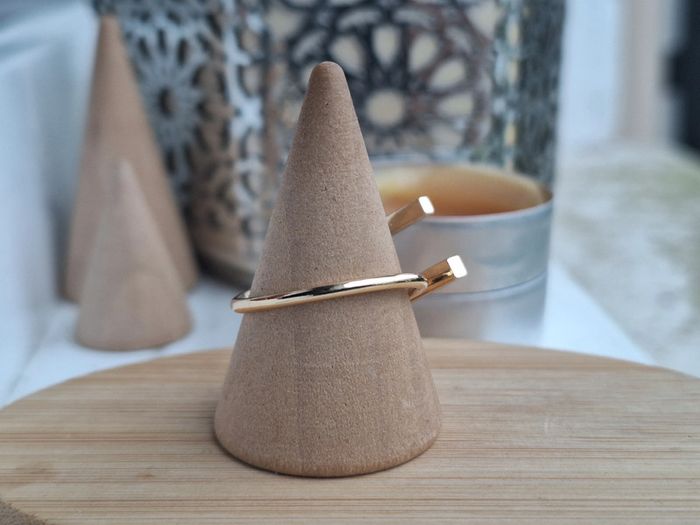 Bague Doré en acier inoxydable ajustable - Bague design barre parallèle pour femme - photo numéro 3