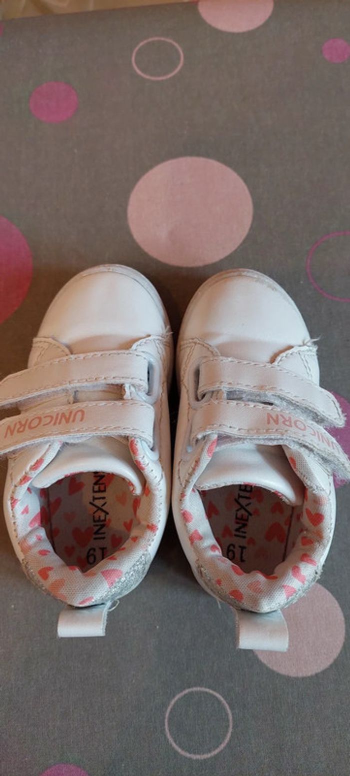 Jolies baskets bébé fille à scratchs In Extenso 19 Unicorn bon état - photo numéro 3