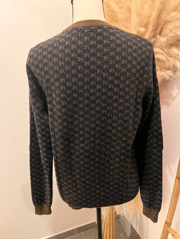 Pull devred bleu et marron - photo numéro 4