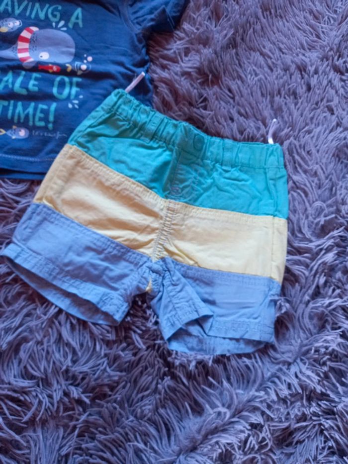Ensemble short + tshirt garçon 6 mois - photo numéro 2