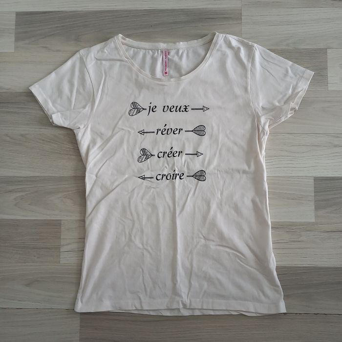 T-shirt femme blanc cassé imprimé Chose Promise taille M