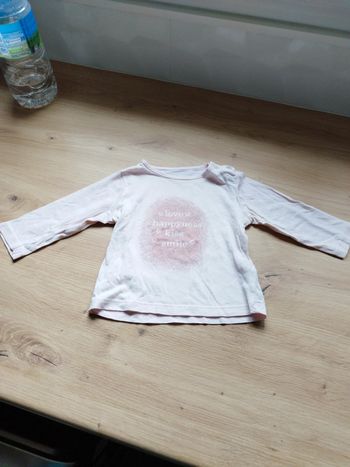 Haut manches longues léger rose bébé 6 mois