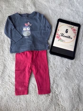 Ensemble bébé fille 6 mois - Obaïbi - 100% coton - très bon état