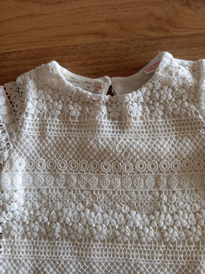 Robe dentelle/macramé blanche Zara 9/12 mois - photo numéro 2