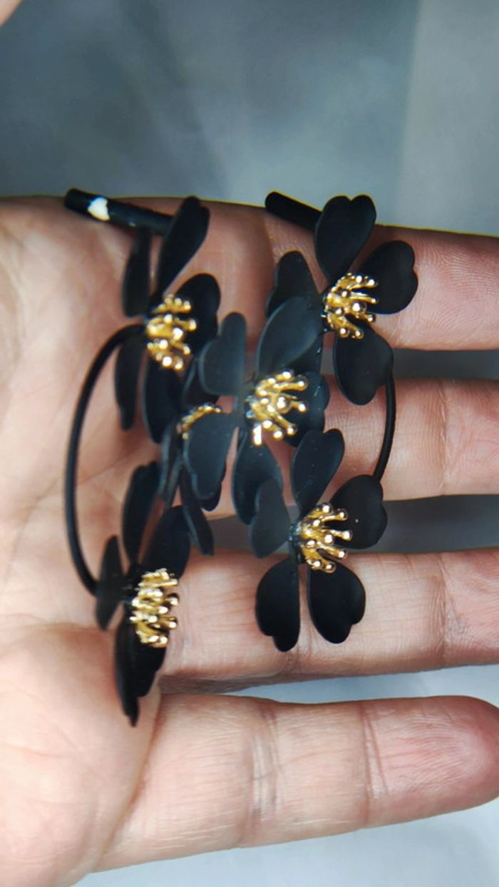 Boucles d'oreilles noires mat - photo numéro 4