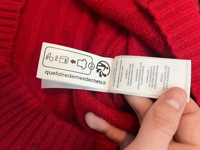 Pull col rond ralph lauren rouge torsadé cachemire QR code taille M 632 - photo numéro 5