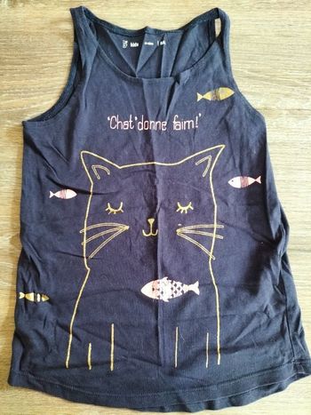 Tee-shirt Débardeur imprimé chat fille 8 ans