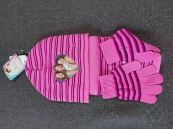ensemble bonnet gants écharpe violetta rose clair tu