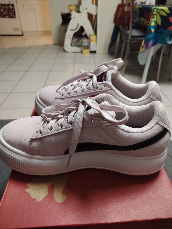 Basket puma cuir mauve - photo numéro 2