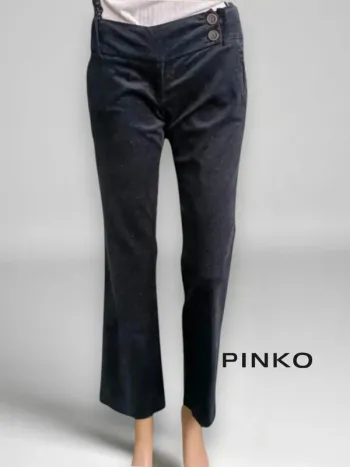 Pantalon effet velours PINKO , large évasé, T basse ceinturé ,texture extensible ,coton et rayon