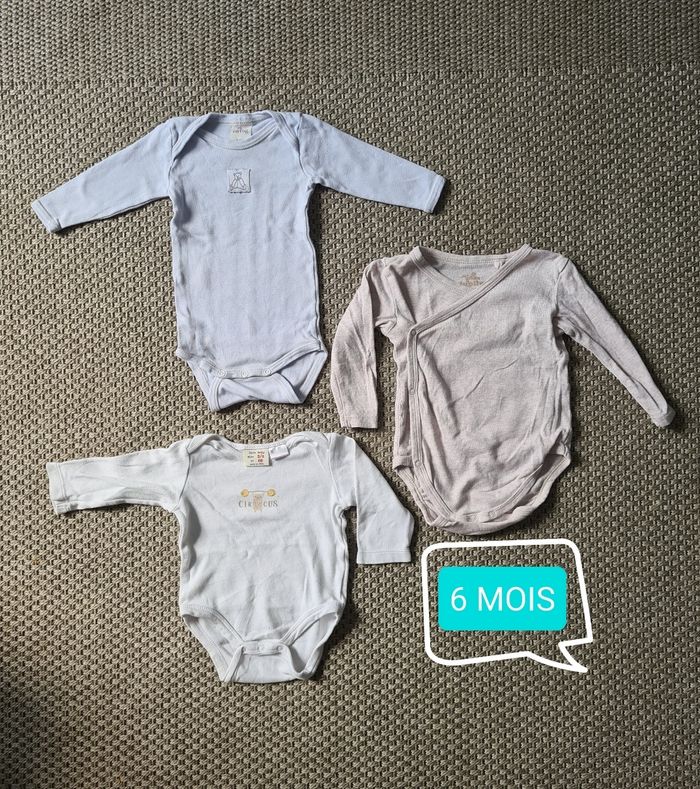 Lot de 3 bodies manches longues - 6 mois