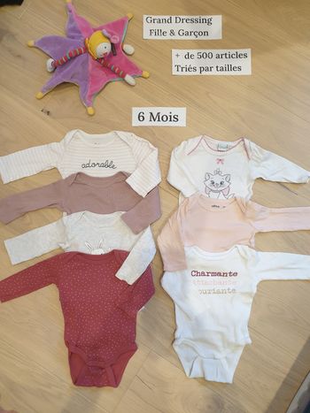 Lot bodies manches longues  6 mois Gémo