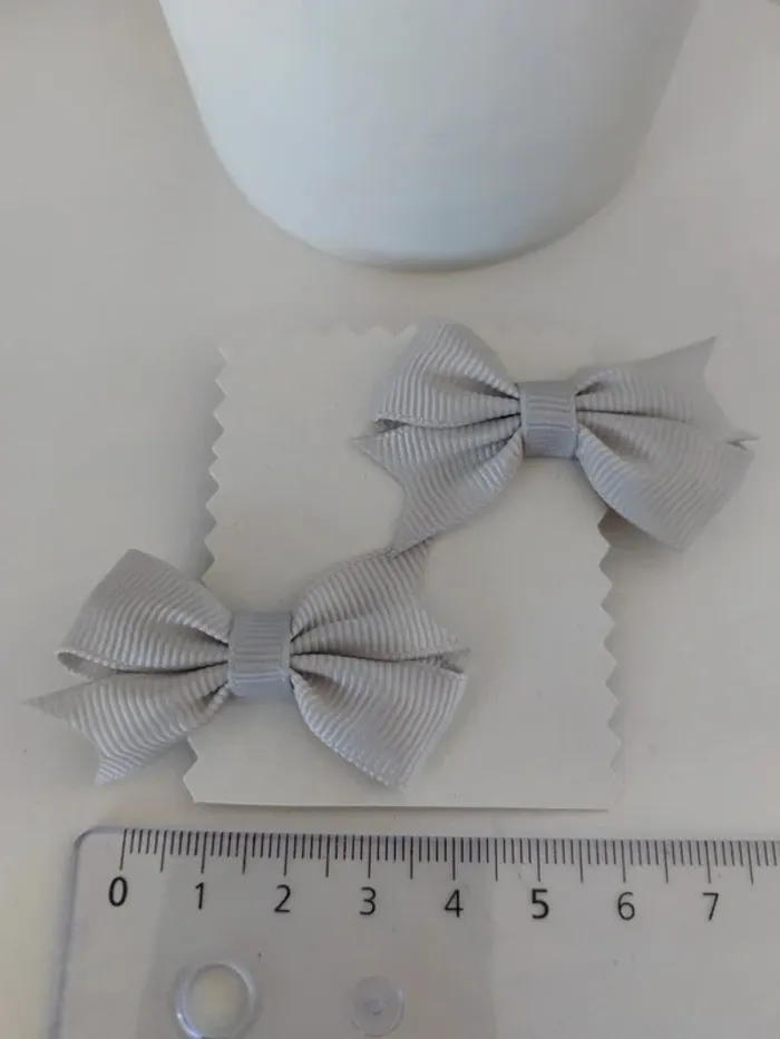 Duo barrette nœud couleur grise