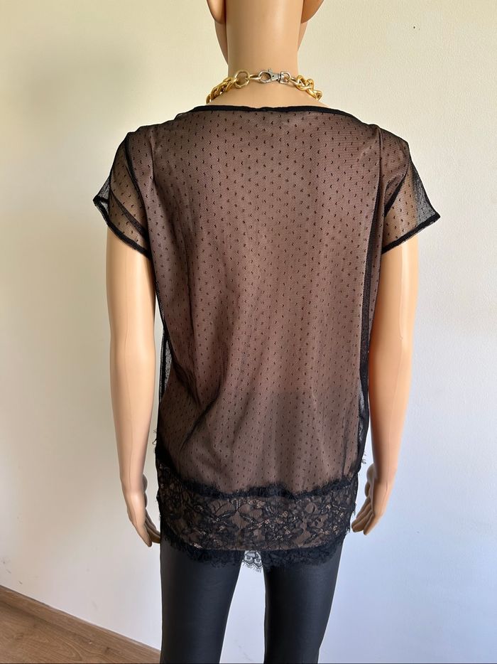 Haut noir et beige en dentelle Morgan taille M jamais porté - photo numéro 5