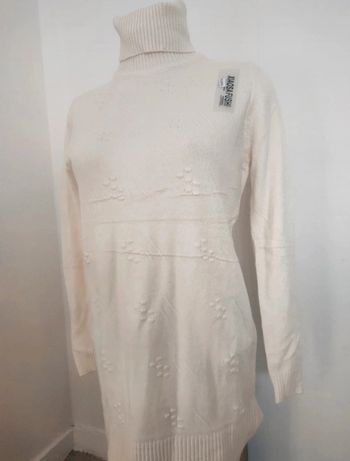 Robe pull col roulé blanc cassé TU