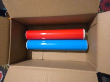 Films adhésif permanent bleu et rouge pompier pour machine de découpe (2 x 3 m)