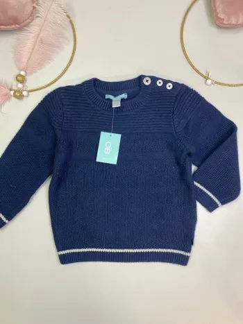 Pull bébé garçon - maille - bleu - neuf - Obaïbi - Taille 18 mois
