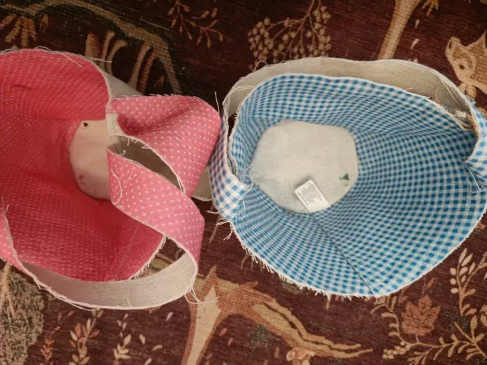 Lot de 2 paniers lapin bleu et rose en tissus - photo numéro 2