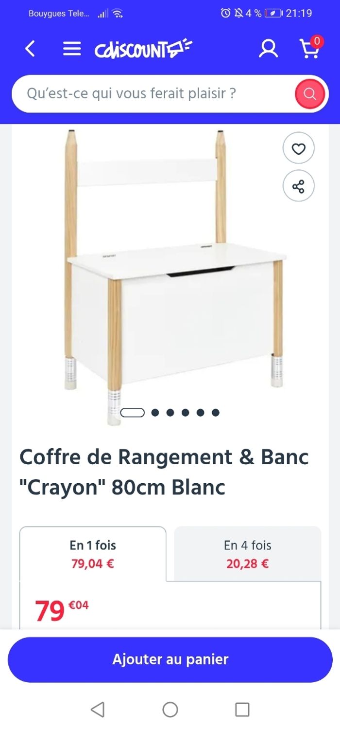 Coffre rangement et banc crayon - photo numéro 2