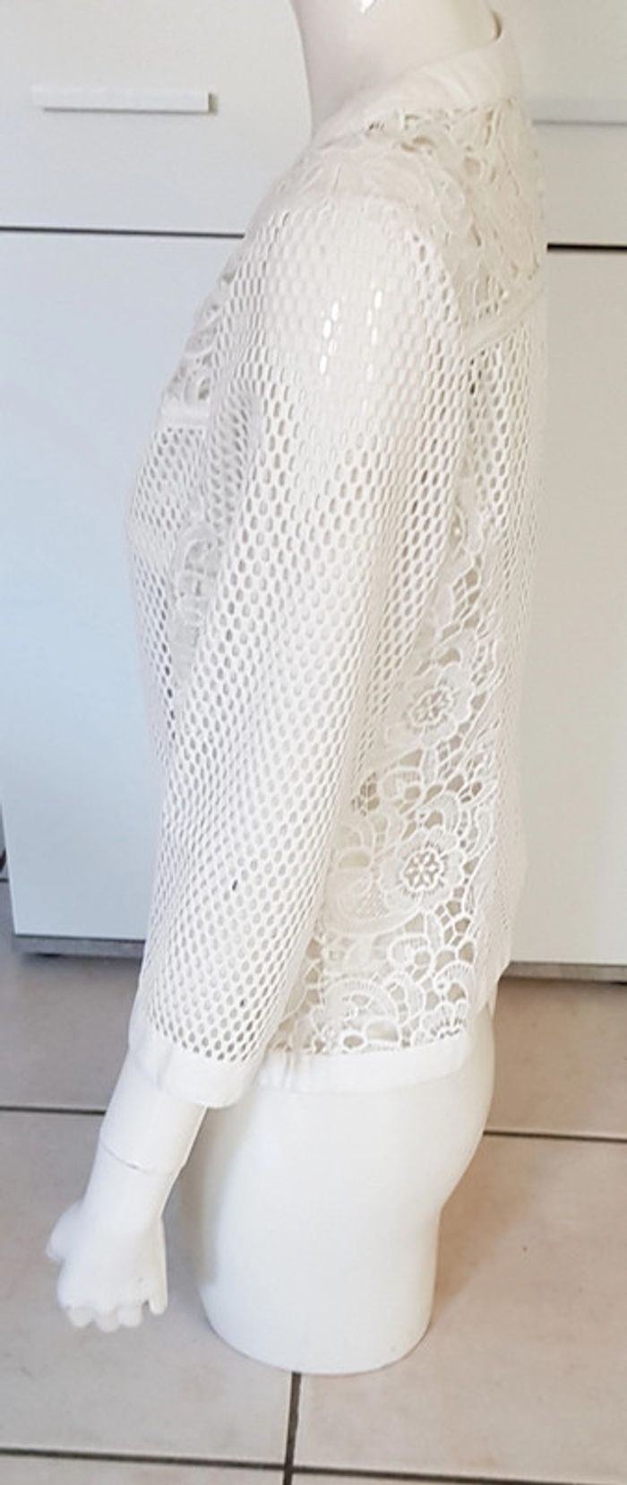 Veste zippée femme en résille et dentelle - photo numéro 2