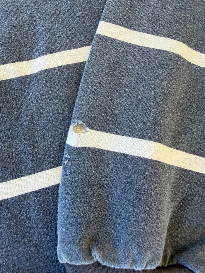 Polo Lacoste vintage bleu rayé manches longues - col montant – M - photo numéro 6