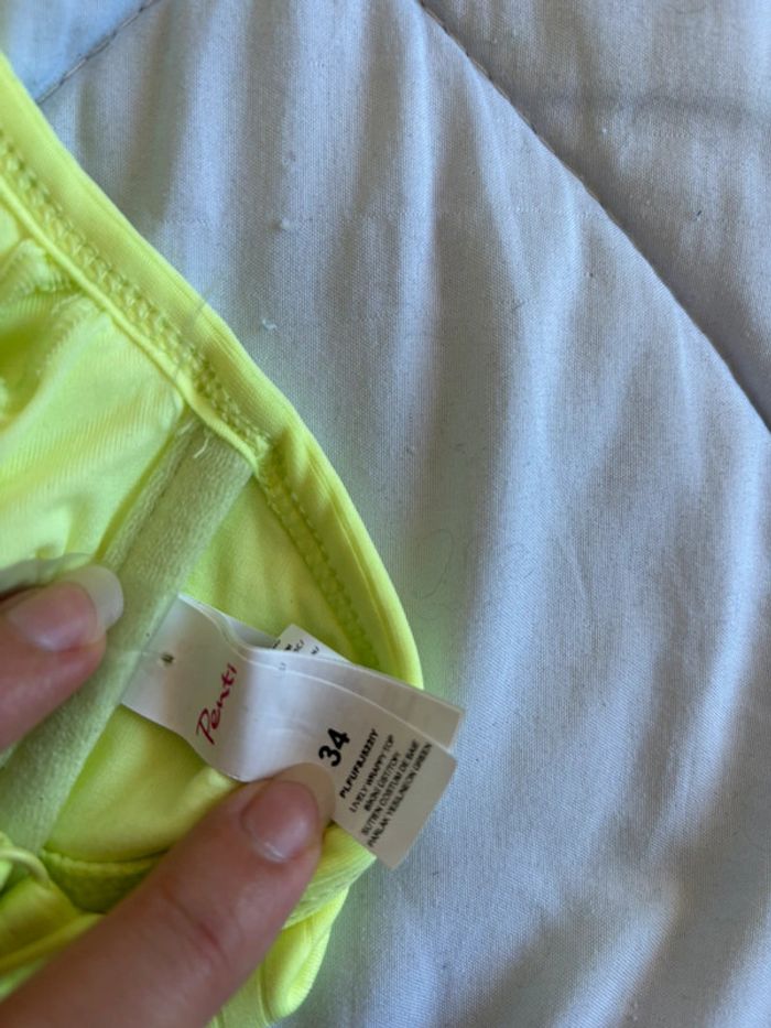 Haut de maillot de bain - bikini jaune fluo croisé penti taille XS/34 neuf - photo numéro 7