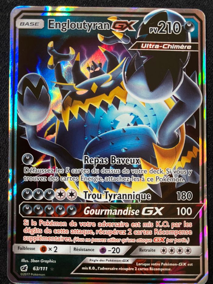 Carte Pokémon rare Engloutyran GX 210PV holo 63/111 TBE
