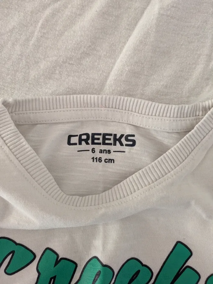 T-shirt Blanc Creeks - 6 ans (116 cm) - Style Vintage "Original" - photo numéro 3