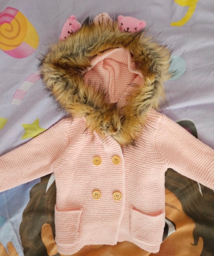 Veste crochet fourrure