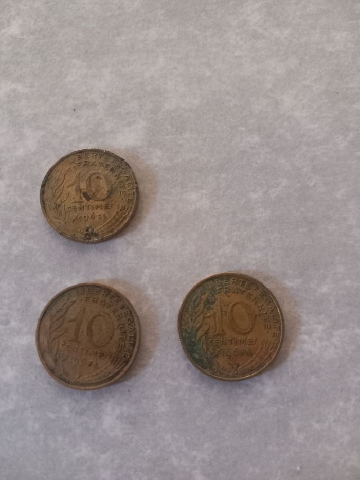Pièces de 10 centimes de franc Année 60