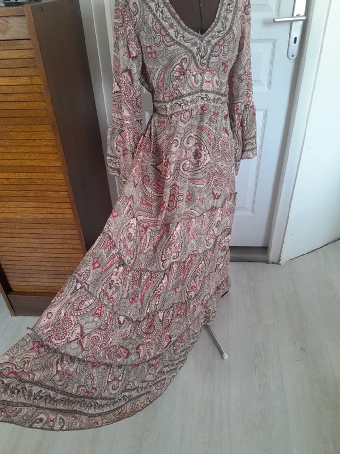 Très belle robe en soie bohème Boho Fashion taille unique neuve avec étiquette - photo numéro 2